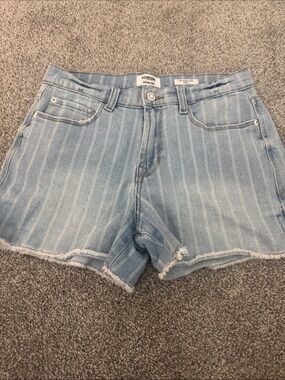Kensie Striped Light Blue Denim Cutoff Shorts